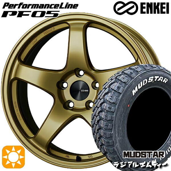 225/65R17 102T マッドスター ラジアルM/T ENKEI エンケイ パフォーマンスライン PF05 ゴールド 17インチ 7.0J 5H114.3 サマータイヤホイールセット