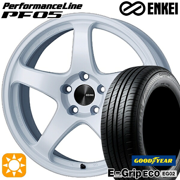アクア クロスビー 185/55R16 83V グッドイヤー エフィシェントグリップ EG02 ENKEI エンケイ パフォーマンスライン PF05 ホワイト 16インチ 6.5J 4H100 サマータイヤホイールセット