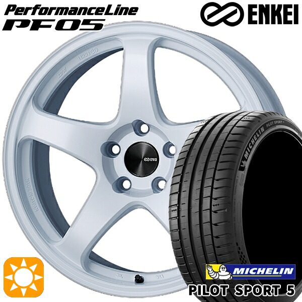 235/50R18 101Y XL ミシュラン パイロットスポーツ5 ENKEI エンケイ パフォーマンスライン PF05 ホワイト 18インチ 8.0J 5H114.3 サマータイヤホイールセット