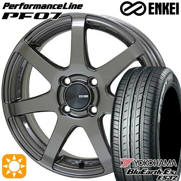 アクア ヤリス 205/40R17 84V XL ヨコハマ ブルーアース ES32 ENKEI エンケイ パフォーマンスライン PF07 ダークシルバー 17インチ 7.0J 4H100 サマータイヤホイールセット|タイヤホイール激安王国