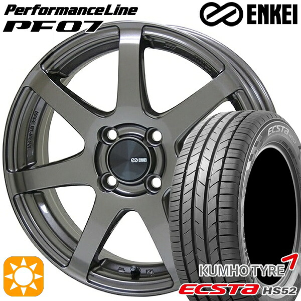 185/55R16 83V クムホ エクスタ HS52 ENKEI エンケイ パフォーマンスライン PF07 ダークシルバー 16インチ 6.5J 4H100 サマータイヤホイールセット|タイヤホイール激安王国
