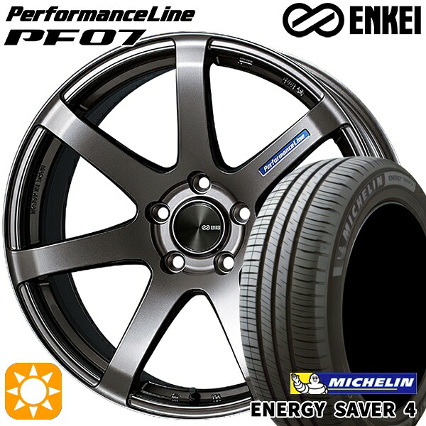 205/55R16 94V XL ミシュラン エナジーセイバー4 ENKEI エンケイ パフォーマンスライン PF07 ダークシルバー 16インチ 7.0J 5H100 サマータイヤホイールセット