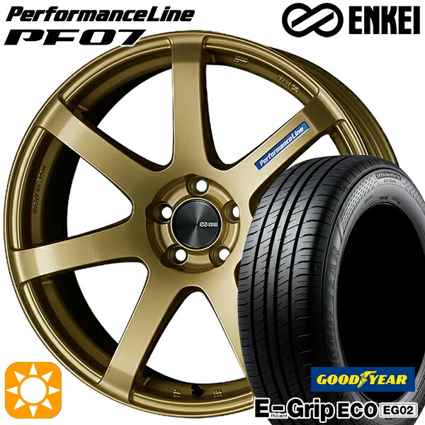 165/50R16 75V グッドイヤー エフィシェントグリップ EG02 ENKEI エンケイ パフォーマンスライン PF07 ゴールド 16インチ 5.0J 4H100 サマータイヤホイールセット