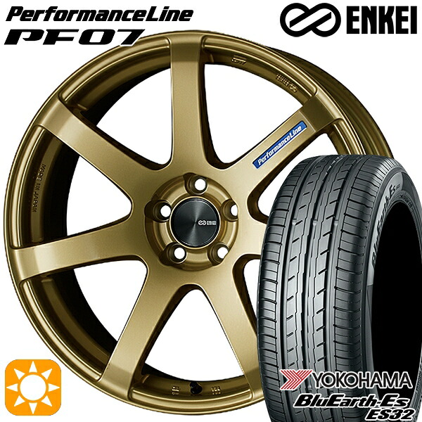 ウェイク 165/55R15 75V ヨコハマ ブルーアース ES32 ENKEI エンケイ パフォーマンスライン PF07 ゴールド 15インチ 5.0J 4H100 サマータイヤホイールセット