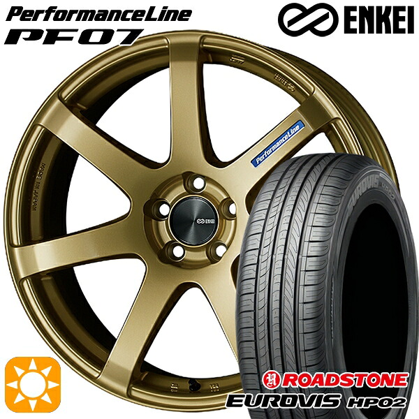 4/20ﾎﾟｲﾝﾄ10倍★165/60R15 ネクセン ロードストーン ユーロビズ HP02 ENKEI エンケイ パフォーマンスライン PF07 ゴールド 15インチ 5.0J 4H100 サマータイヤホイールセット