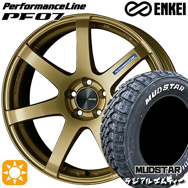 ハスラー 165/60R15 77S マッドスター ラジアル M/T ホワイトレター ENKEI エンケイ パフォーマンスライン PF07 ゴールド 15インチ 5.0J 4H100 サマータイヤホイールセット