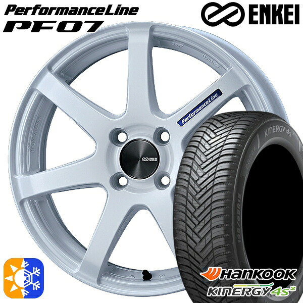 165/60R15 77H ハンコック KInERGy 4s 2 (H750) ENKEI エンケイ パフォーマンスライン PF07 パールホワイト 15インチ 5.0J 4H100 オールシーズンタイヤホイールセット｜タイヤホイール激安王国