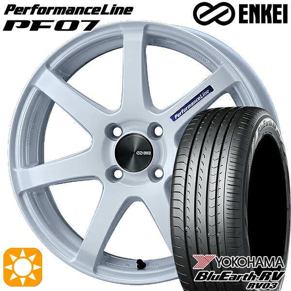 165/60R15 77H ヨコハマ ブルーアース RV03 ENKEI エンケイ パフォーマンスライン PF07 パールホワイト 15インチ 5.0J 4H100 サマータイヤホイールセット|タイヤホイール激安王国