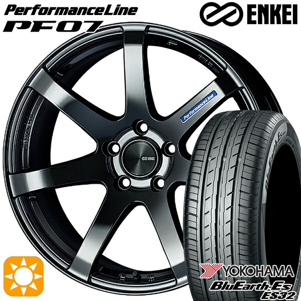 225/40R18 92W XL ヨコハマ ブルーアース ES32 ENKEI エンケイ パフォーマンスライン PF07 SBK 18インチ 7.5J 5H114.3 サマータイヤホイールセット｜タイヤホイール激安王国 128,640円