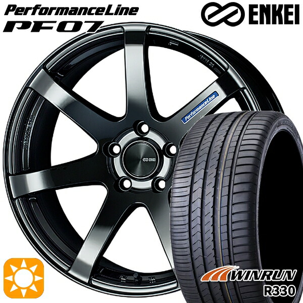 ハリアー アウトランダー 245/45R19 102W XL ウィンラン R330 ENKEI エンケイ パフォーマンスライン PF07 SBK 19インチ 8.0J 5H114.3 サマータイヤホイールセット