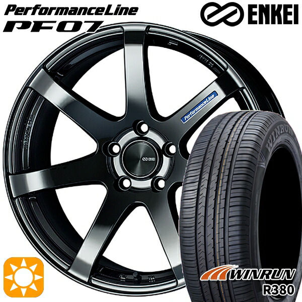4/20ﾎﾟｲﾝﾄ10倍★マツダ6 エクストレイル 225/60R18 104V XL ウィンラン R380 ENKEI エンケイ パフォーマンスライン PF07 SBK 18インチ 7.5J 5H114.3 サマータイヤホイールセット