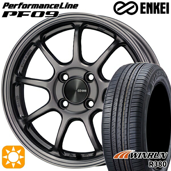 ライズ ロッキー 205/60R16 92H ウィンラン R380 ENKEI エンケイ パフォーマンスライン PF09 ダークシルバー 16インチ 6.5J 4H100 サマータイヤホイールセット