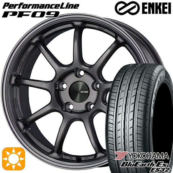 235/50R18 97W ヨコハマ ブルーアース ES32 ENKEI エンケイ パフォーマンスライン PF09 ダークシルバー 18インチ 8.0J 5H114.3 サマータイヤホイールセット|タイヤホイール激安王国