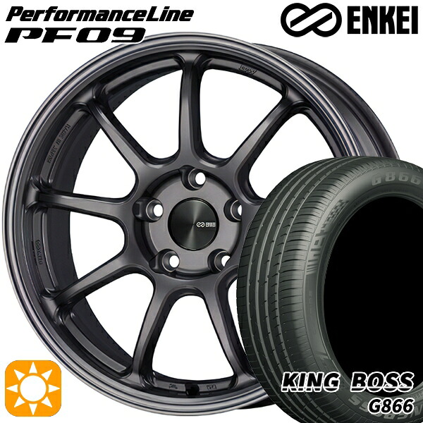 215/50R18 96W XL キングボス G866 ENKEI エンケイ パフォーマンスライン PF09 ダークシルバー 18インチ 7.5J 5H114.3 サマータイヤホイールセット