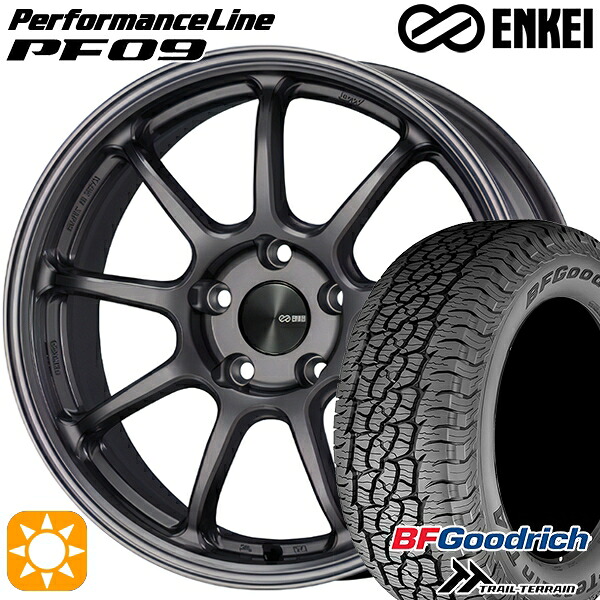 4/10ﾎﾟｲﾝﾄ10倍★235/60R18 107H XL RBL BFグッドリッチ トレールテレーン ENKEI エンケイ パフォーマンスライン PF09 ダークシルバー 18インチ 7.5J 5H114.3 サマータイヤホイールセット