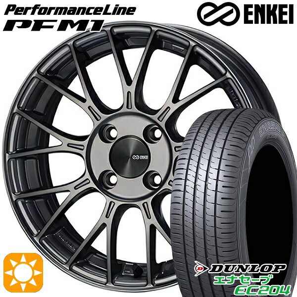 4/10ﾎﾟｲﾝﾄ10倍★175/60R16 82Q ダンロップ エナセーブ EC204 ENKEI エンケイ パフォーマンスライン PFM1 ダークシルバー 16インチ 6.5J 4H100 サマータイヤホイールセット