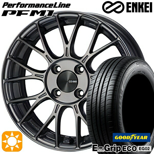 165/50R16 75V グッドイヤー エフィシェントグリップ EG02 ENKEI エンケイ パフォーマンスライン PFM1 ダークシルバー 16インチ 5.5J 4H100 サマータイヤホイールセット