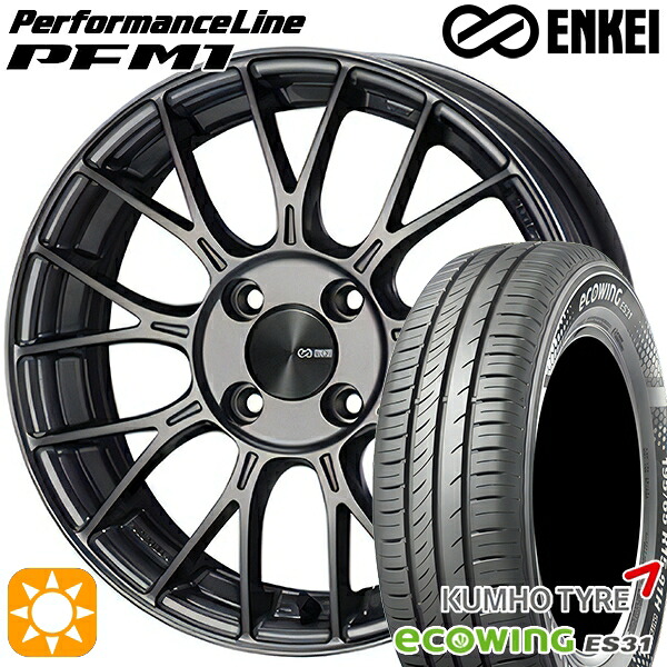 175/65R15 84H クムホ エコウィング ES31 ENKEI エンケイ パフォーマンスライン PFM1 ダークシルバー 15インチ 5.5J 4H100 サマータイヤホイールセット|タイヤホイール激安王国