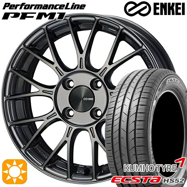 4/10ﾎﾟｲﾝﾄ10倍★195/50R16 88V XL クムホ エクスタ HS52 ENKEI エンケイ パフォーマンスライン PFM1 ダークシルバー 16インチ 6.5J 4H100 サマータイヤホイールセット