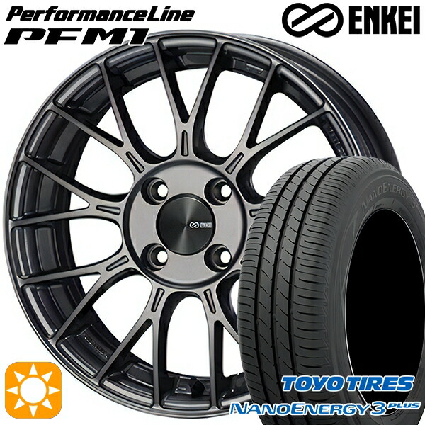 205/60R16 92H トーヨー ナノエナジー3プラス ENKEI エンケイ パフォーマンスライン PFM1 ダークシルバー 16インチ 6.5J 4H100 サマータイヤホイールセット