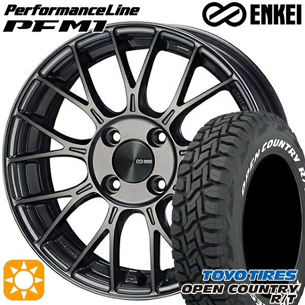 タフト 165/65R15 81Q トーヨー オープンカントリー R/T ホワイトレター ENKEI エンケイ パフォーマンスライン PFM1 ダークシルバー 15インチ 5.0J 4H100 サマータイヤホイールセット