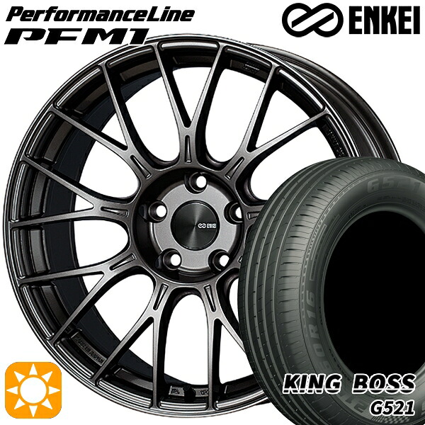 205/55R16 91V キングボス G521 ENKEI エンケイ パフォーマンスライン PFM1 ダークシルバー 16インチ 6.5J 5H100 サマータイヤホイールセット