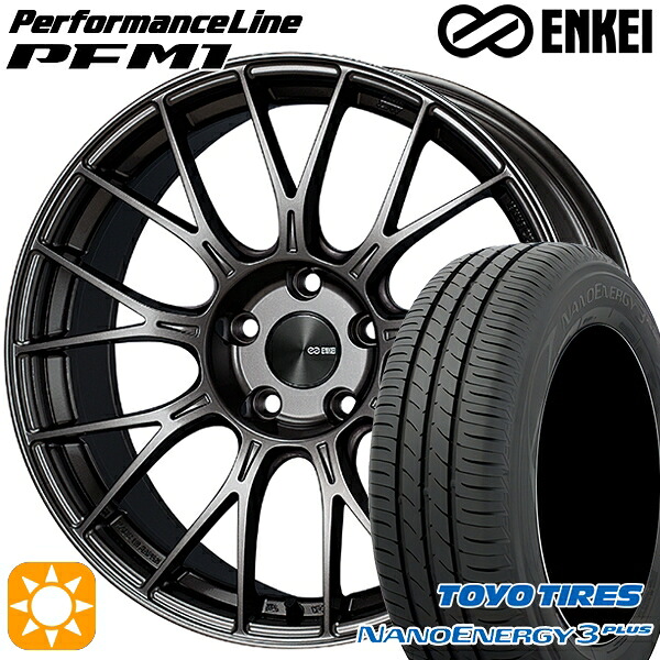 205/60R16 92H トーヨー ナノエナジー3プラス ENKEI エンケイ パフォーマンスライン PFM1 ダークシルバー 16インチ 6.5J 5H100 サマータイヤホイールセット