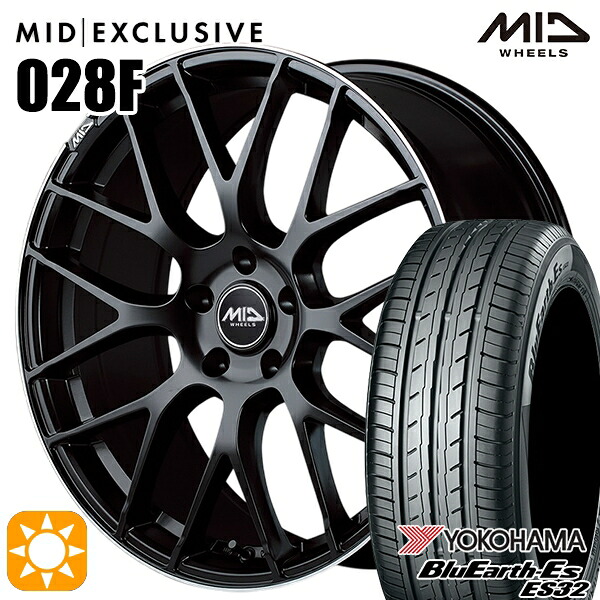 アウトランダー デリカD5 225/55R18 98V ヨコハマ ブルーアース ES32 MID RMP 028F セミグロスBK/リムエッジDCロゴMC 18インチ 7.0J 5H114.3 サマータイヤホイールセット