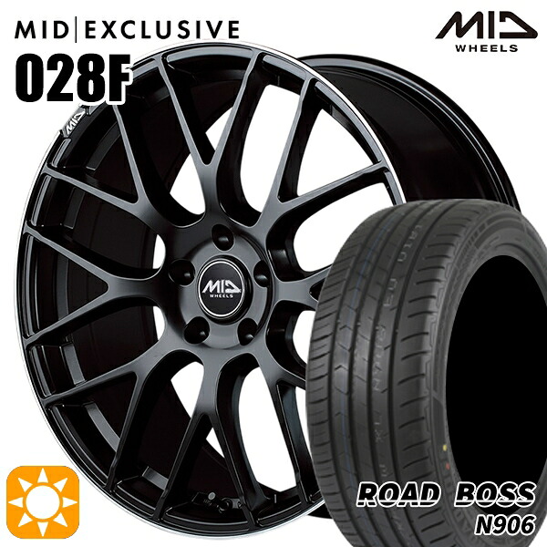 245/35R20 95W XL ロードボス N906 MID RMP 028F セミグロスBK/リムエッジDCロゴMC 20インチ 8.5J 5H114.3 サマータイヤホイールセット