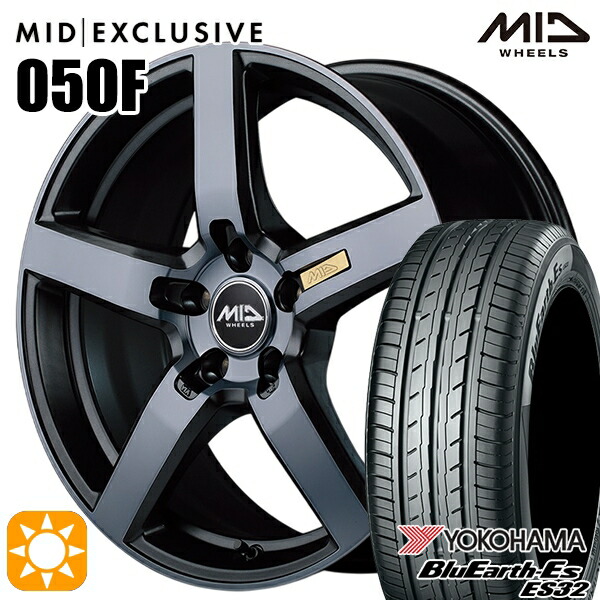 アウトランダー デリカD5 225/55R18 98V ヨコハマ ブルーアース ES32 MID RMP 050F ガンメタDC/マットスモーククリア 18インチ 7.0J 5H114.3 サマータイヤホイールセット