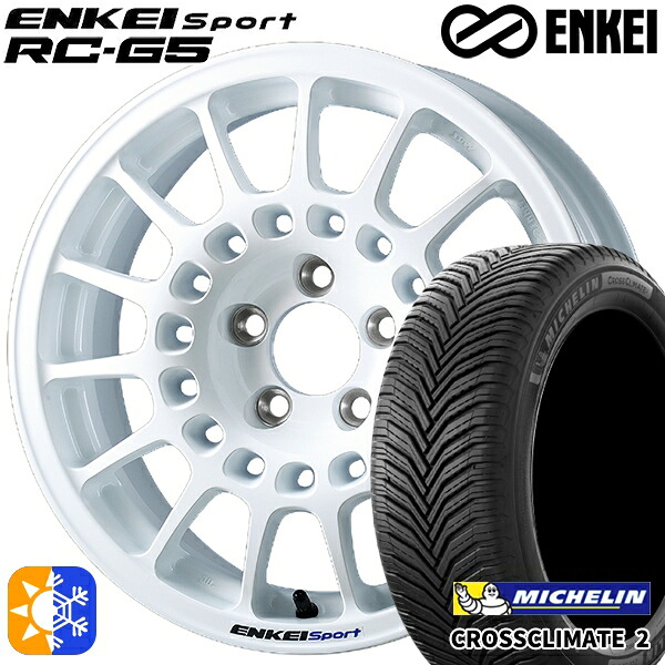 185/60R15 88V XL ミシュラン クロスクライメート2 ENKEI エンケイ エンケイ スポーツ RC-G5 ホワイト 15インチ 6.5J 4H100 オールシーズンタイヤホイールセット