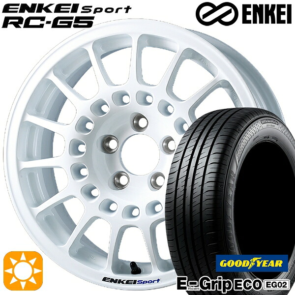 フィット アクア 185/60R15 84H グッドイヤー エフィシェントグリップ EG02 ENKEI エンケイ エンケイ スポーツ RC-G5 ホワイト 15インチ 6.5J 4H100 サマータイヤホイールセット