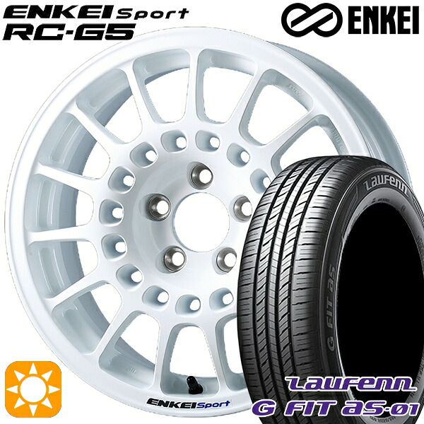 マツダ2 ノート 185/65R15 88H ラウフェン G FIT as-01 LH42 ENKEI エンケイ エンケイ スポーツ RC-G5 ホワイト 15インチ 6.5J 4H100 サマータイヤホイールセット