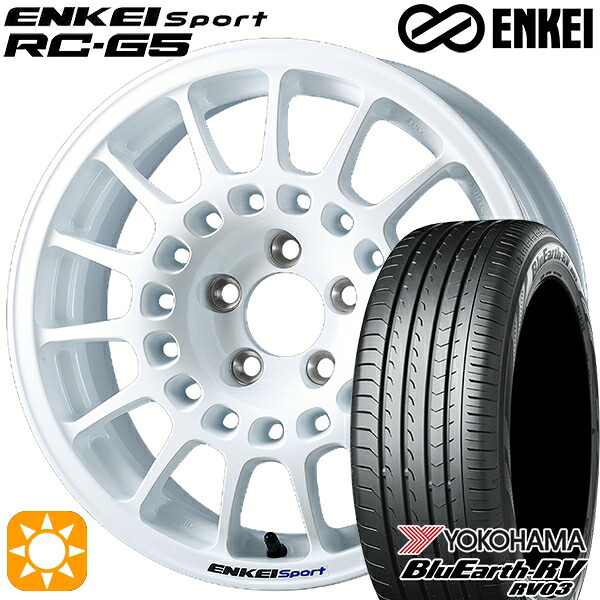 フィット アクア 185/60R15 84H ヨコハマ ブルーアース RV03 ENKEI エンケイ エンケイ スポーツ RC-G5 ホワイト 15インチ 6.5J 4H100 サマータイヤホイールセット