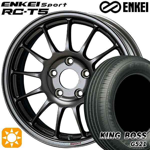 215/60R16 95V キングボス G521 ENKEI エンケイスポーツ RC-T5 ダークシルバー 16インチ 6.5J 5H114.3 サマータイヤホイールセット