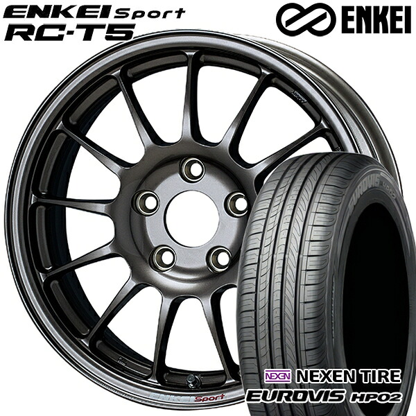 185/65R15 ネクセン ロードストーン ユーロビズ HP02 ENKEI エンケイスポーツ RC-T5 ダークシルバー 15インチ 6.0J 5H114.3 サマータイヤホイールセット