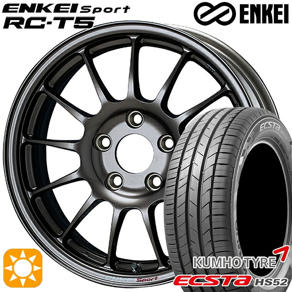 リーフ ノア 205/55R16 91V クムホ エクスタ HS52 ENKEI エンケイスポーツ RC-T5 ダークシルバー 16インチ 6.5J 5H114.3 サマータイヤホイールセット