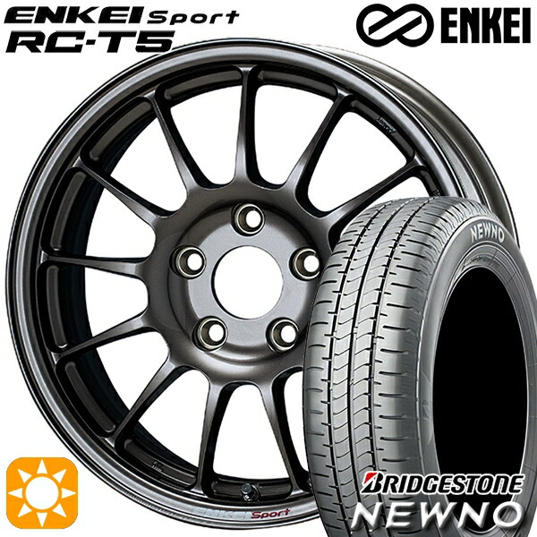 215/60R16 95H ブリヂストン ニューノ ENKEI エンケイスポーツ RC-T5 ダークシルバー 16インチ 6.5J 5H114.3 サマータイヤホイールセット