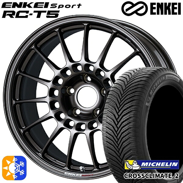 215/60R17 100V XL ミシュラン クロスクライメート2 ENKEI エンケイスポーツ RC-T5 ダークシルバー 17インチ 7.0J 5H114.3 オールシーズンタイヤホイールセット