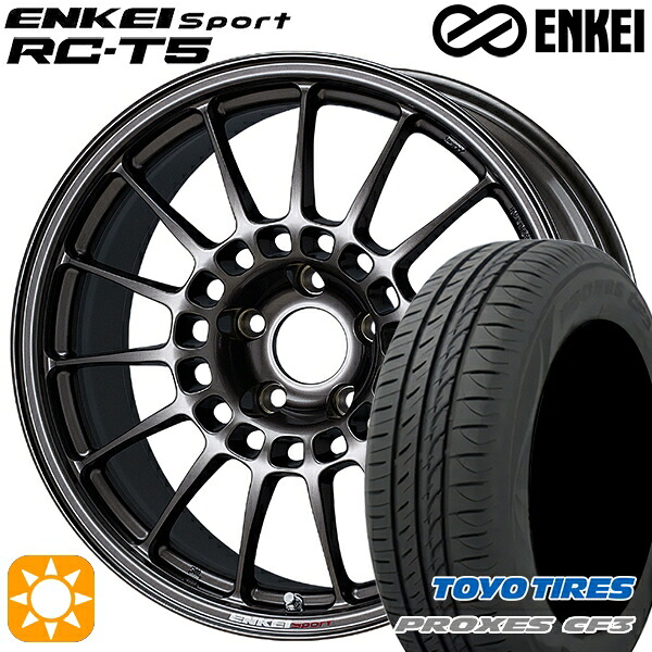 フォレスターSK9/SKE エクストレイル 225/55R17 101V XL トーヨー プロクセス CF3 ENKEI エンケイスポーツ RC-T5 ダークシルバー 17インチ 7.0J 5H114.3 サマータイヤホイールセット