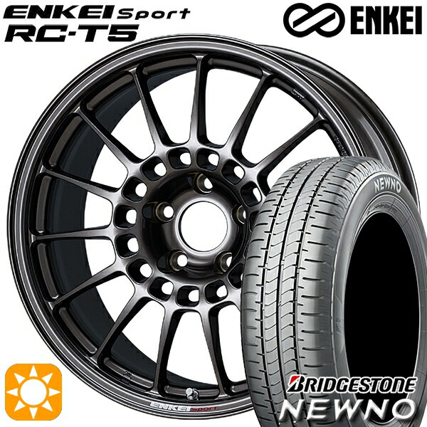 4/10ﾎﾟｲﾝﾄ10倍★225/50R17 94V ブリヂストン ニューノ ENKEI エンケイスポーツ RC-T5 ダークシルバー 17インチ 7.0J 5H114.3 サマータイヤホイールセット