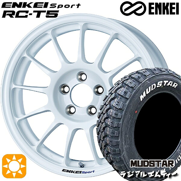 ライズ ロッキー 215/60R16 99T XL マッドスター ラジアル M/T ホワイトレター ENKEI エンケイスポーツ RC-T5 ホワイト 16インチ 6.5J 4H100 サマータイヤホイールセット