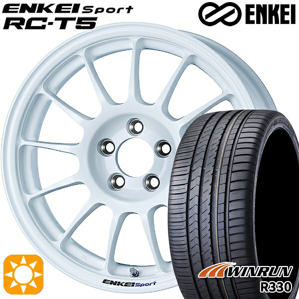 アクア ヤリス 195/45R17 85W XL ウィンラン R330 ENKEI エンケイスポーツ RC-T5 ホワイト 17インチ 7.0J 4H100 サマータイヤホイールセット 104,170円