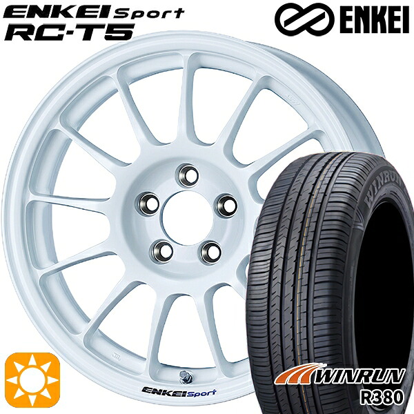 マツダ2 ノート 185/65R15 88H ウィンラン R380 ENKEI エンケイスポーツ RC-T5 ホワイト 15インチ 6.5J 4H100 サマータイヤホイールセット 79,255円