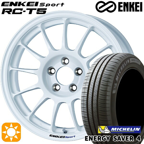 マツダ2 ノート 185/65R15 92H XL ミシュラン エナジーセイバー4 ENKEI エンケイスポーツ RC-T5 ホワイト 15インチ 6.5J 4H100 サマータイヤホイールセット