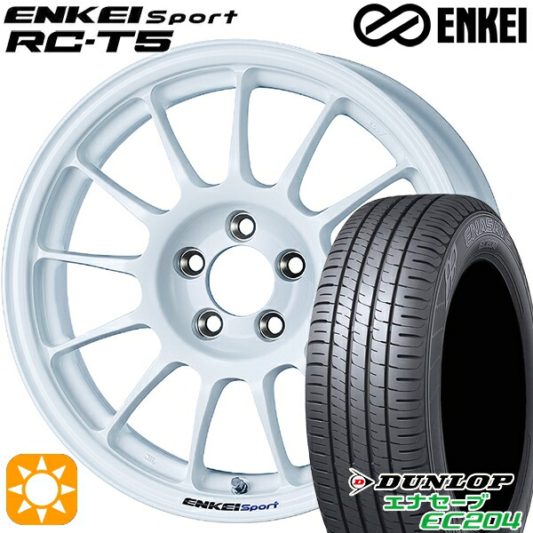 205/65R15 94V ダンロップ エナセーブ EC204 ENKEI エンケイスポーツ RC-T5 ホワイト 15インチ 6.0J 5H114.3 サマータイヤホイールセット