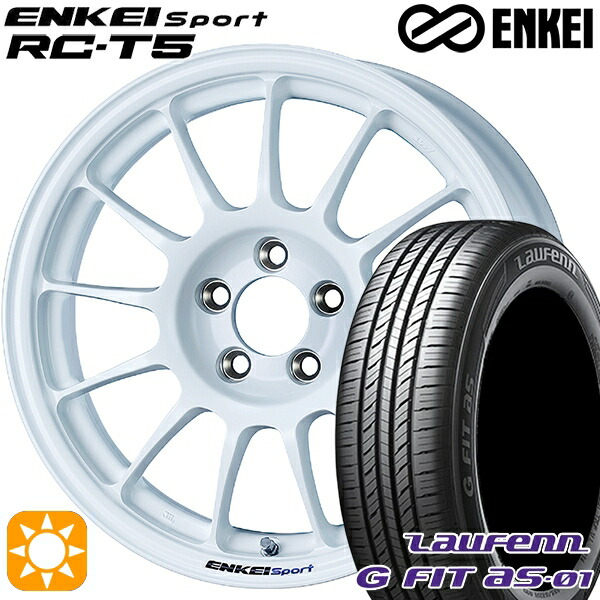 フリード 185/65R15 88H ラウフェン G FIT as-01 LH42 ENKEI エンケイスポーツ RC-T5 ホワイト 15インチ 6.0J 5H114.3 サマータイヤホイールセット