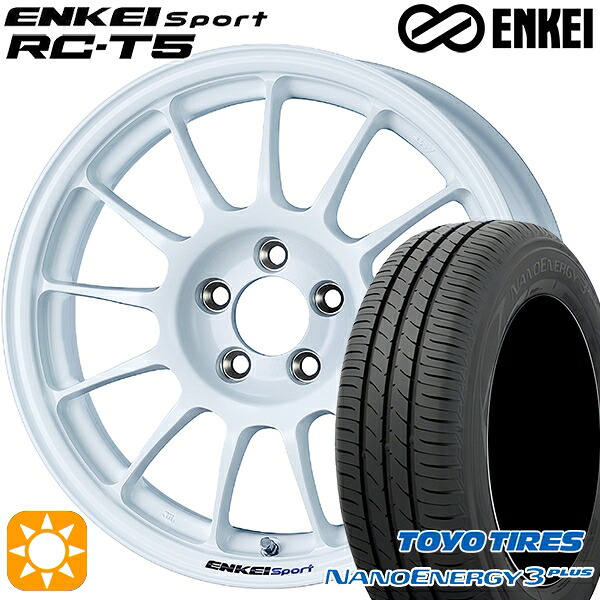 195/65R15 91H トーヨー ナノエナジー3プラス ENKEI エンケイスポーツ RC-T5 ホワイト 15インチ 6.0J 5H114.3 サマータイヤホイールセット