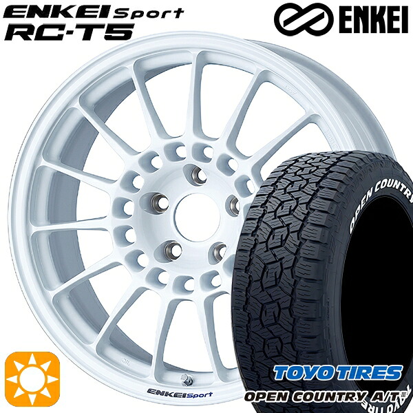 ハリアー エクストレイル 225/65R17 102H トーヨー オープンカントリーA/T3 ホワイトレター ENKEI エンケイスポーツ RC-T5 ホワイト 17インチ 7.0J 5H114.3 サマータイヤホイールセット