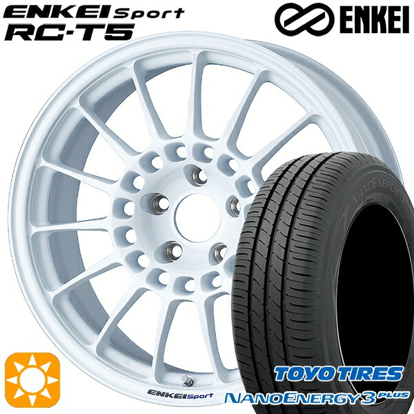 225/45R18 91W トーヨー ナノエナジー3プラス ENKEI エンケイスポーツ RC-T5 ホワイト 18インチ 8.0J 5H114.3 サマータイヤホイールセット